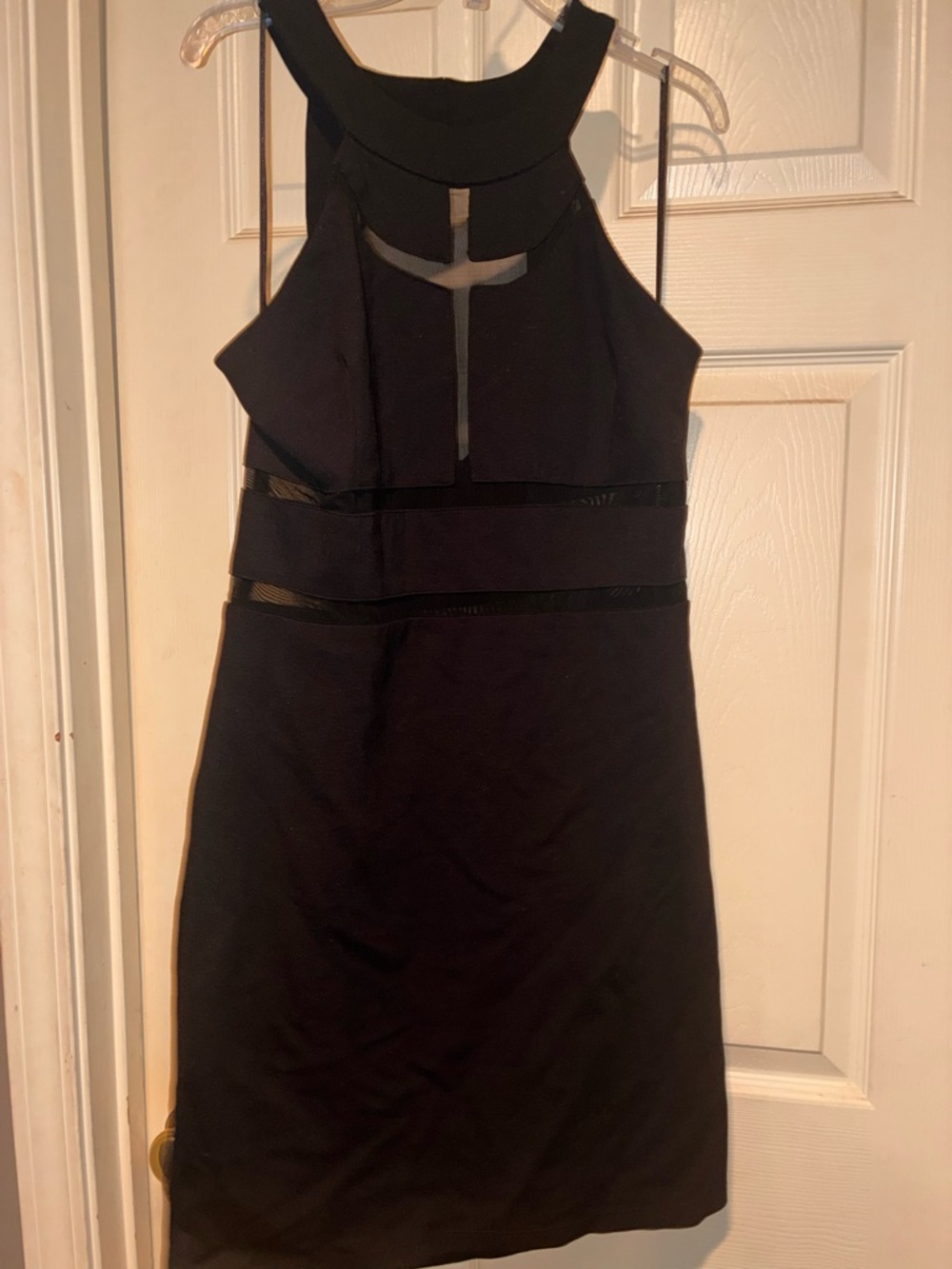 Guess Black Halter Mini Dress with Sheer Insets